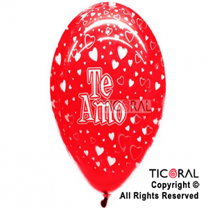 GLOBO S R12 INF CRISTAL ROJO TE AMO x 10